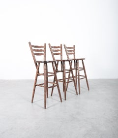 Rustic Bar Stools Midcentury from Birch Wood, Germany, 1970
