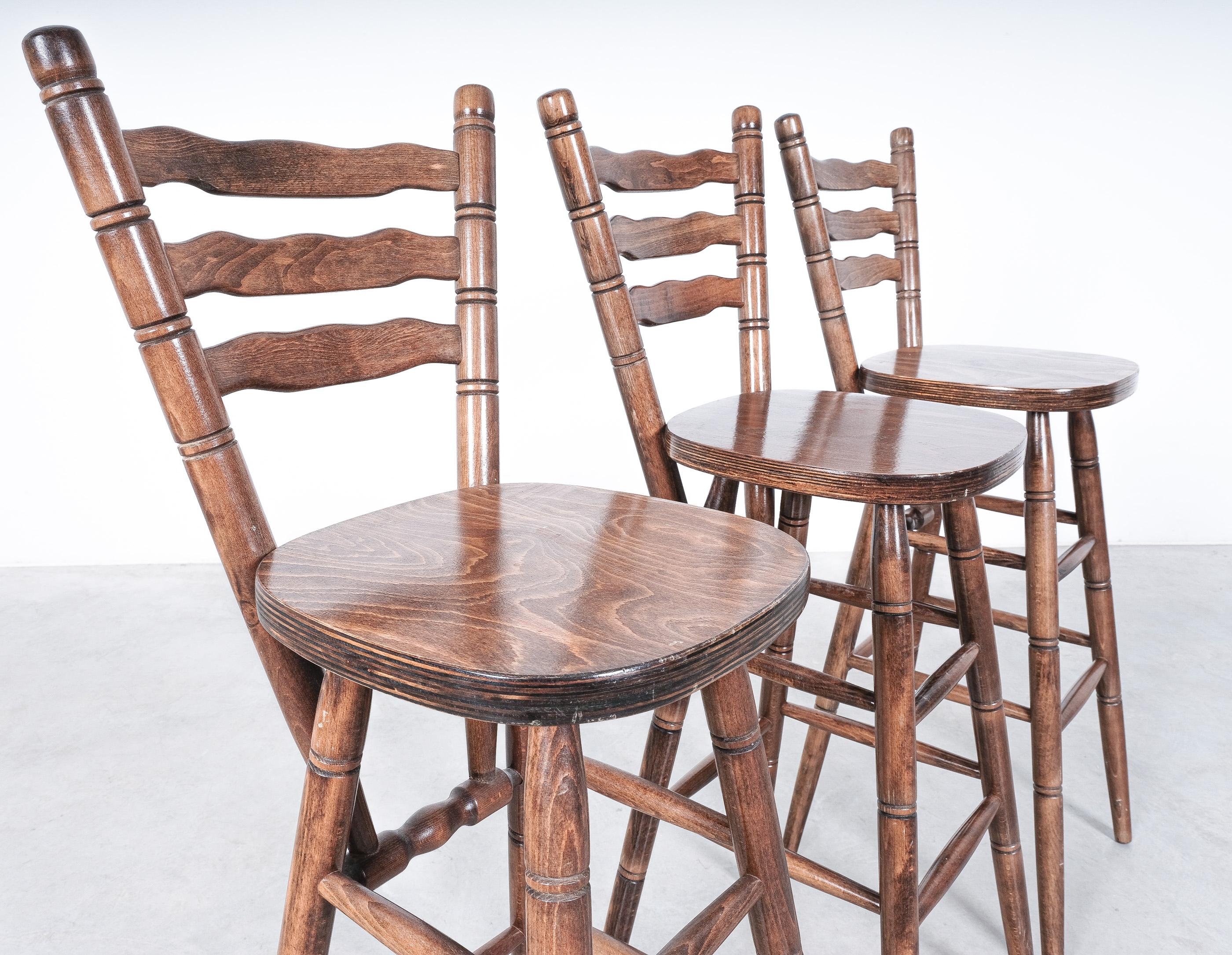 Mid-Century Modern Rustic Bar Stools Midcentury from Birch Wood, Germany, 1970 For Sale