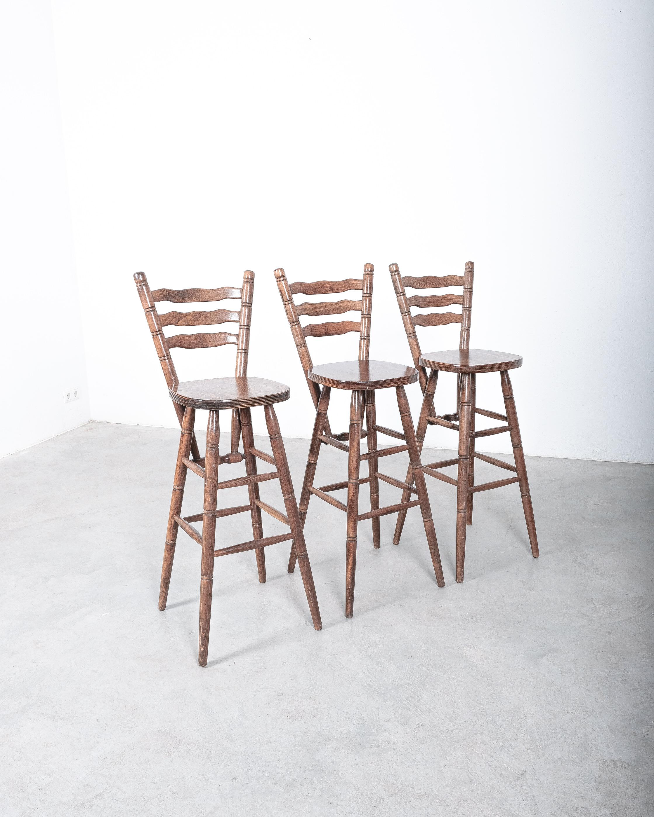 Rustic Bar Stools Midcentury from Birch Wood, Germany, 1970 In Good Condition For Sale In Vienna, AT