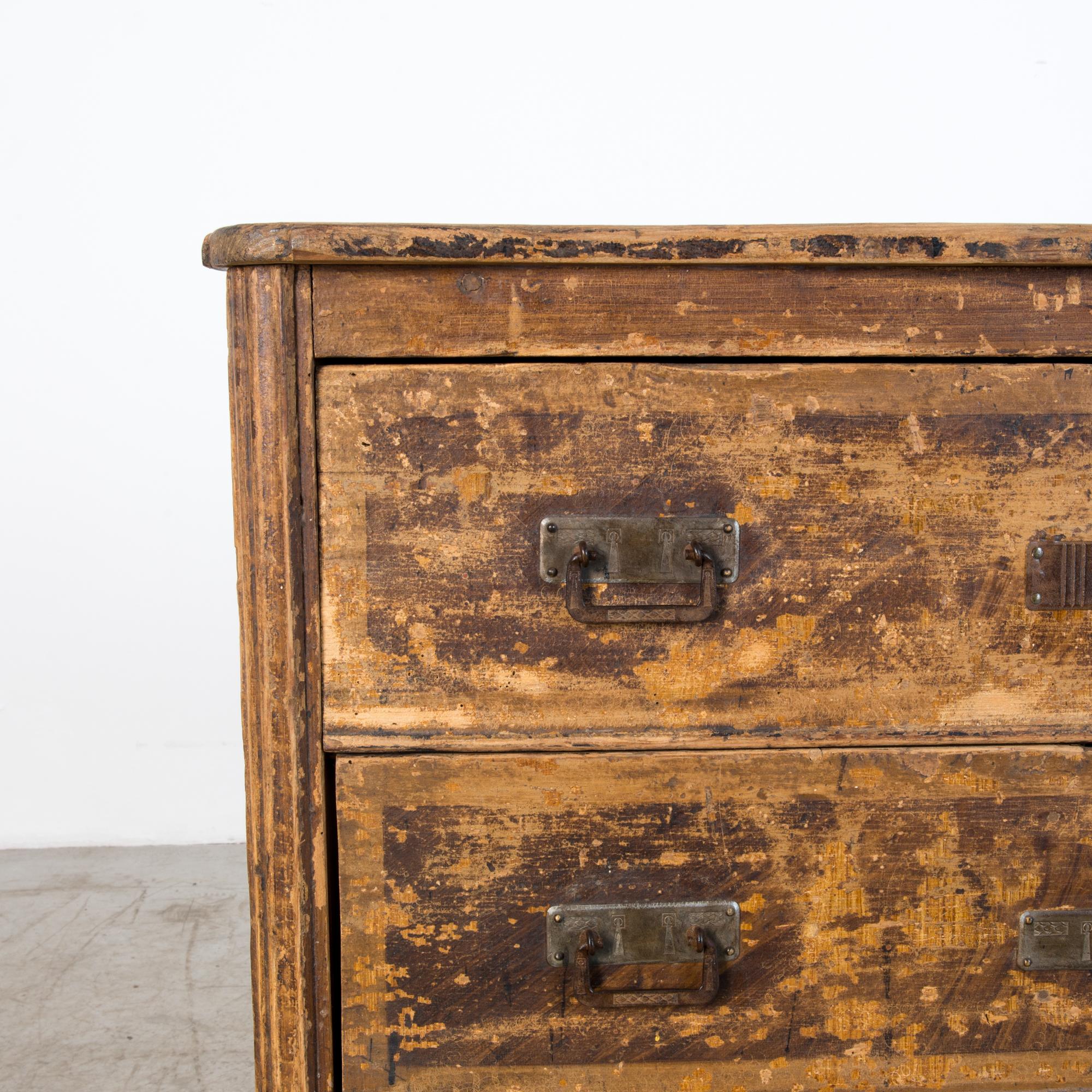 Stained Rustic Bavarian Chest of Drawers