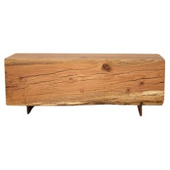 Banc d'entrée rustique en chêne massif et acier Corten de 4 pouces par Alabama Sawyer