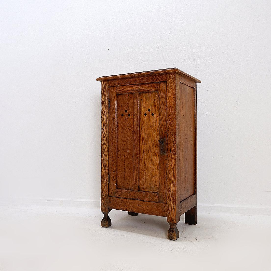 Wood Rustic Bedside cabinet / Small Storage Cupboard - 20thC For Sale
