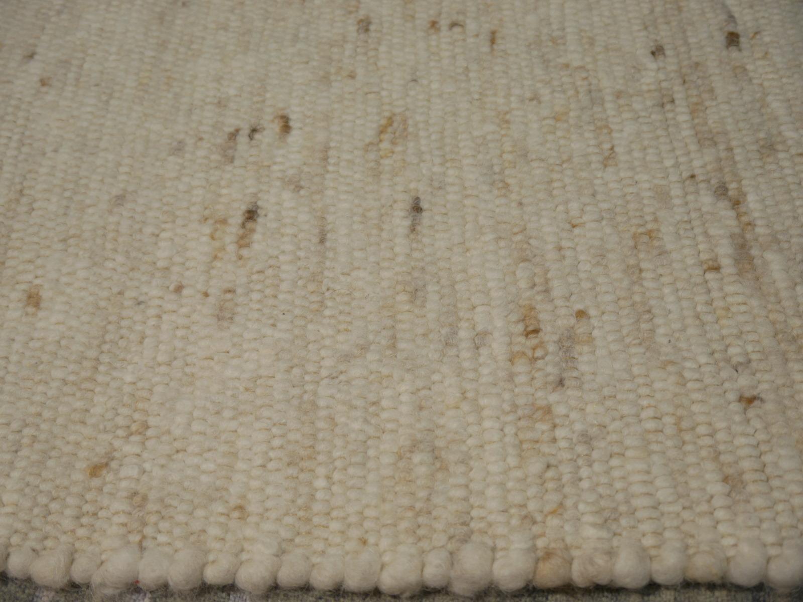 Contemporary Rustic Beige Kilim Rug Wool Flat Hand-Woven European Carpet by Djoharian Design For Sale