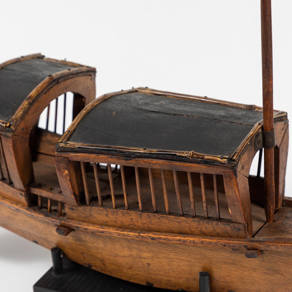 Hand-Carved Rustic Belgian Wooden Boat