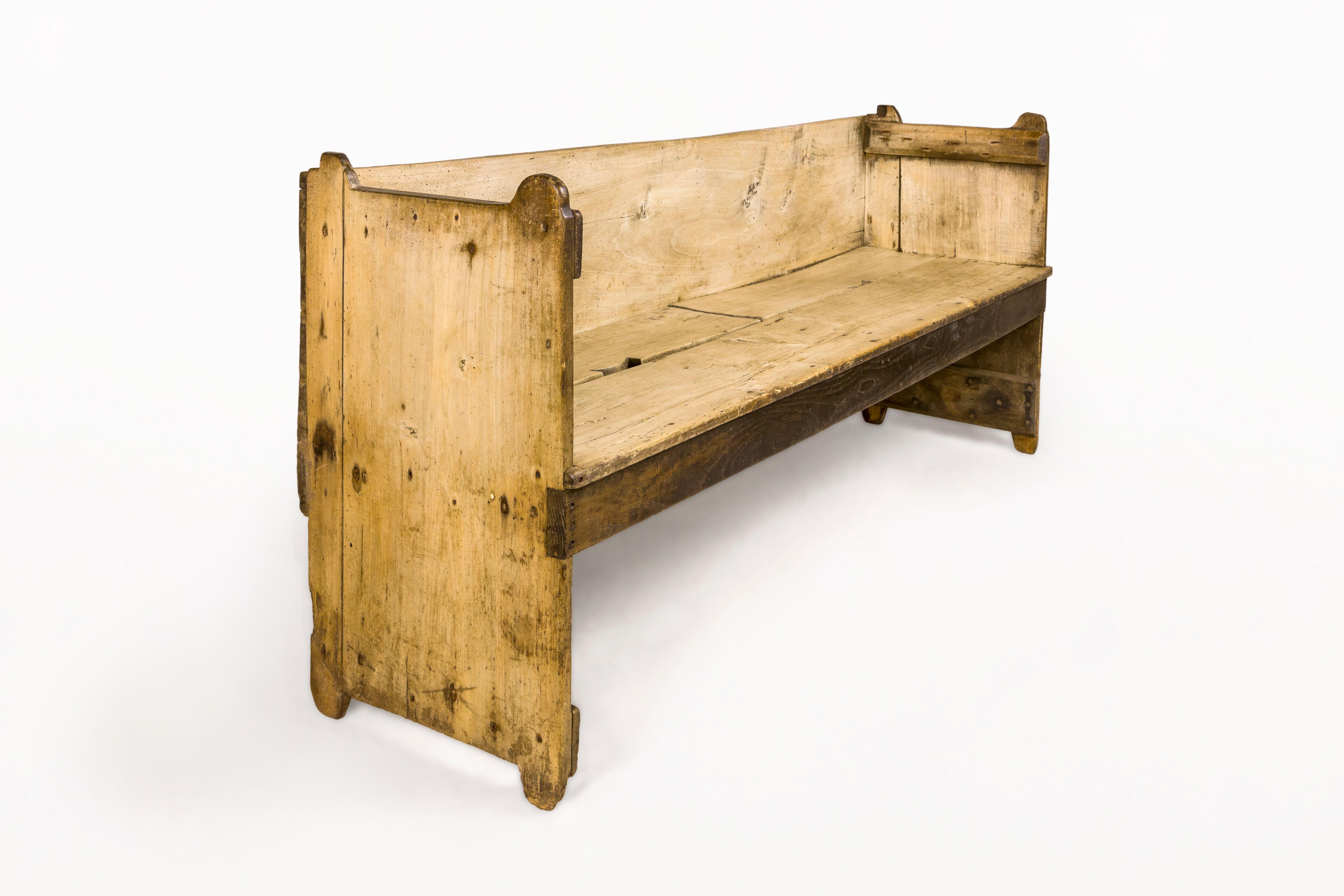 DESCRIPTION: Late 19th Century Rustic Spanish Pyreneese Mountains Wooden Bench.  Made with wood. Very decorative piece.

CONDITION: Very good vintage condition.

DIMENSIONS: Height: 80cm (31.50in) Width: 181cm (71.26in) Depth: 48cm (18.90in) Seat