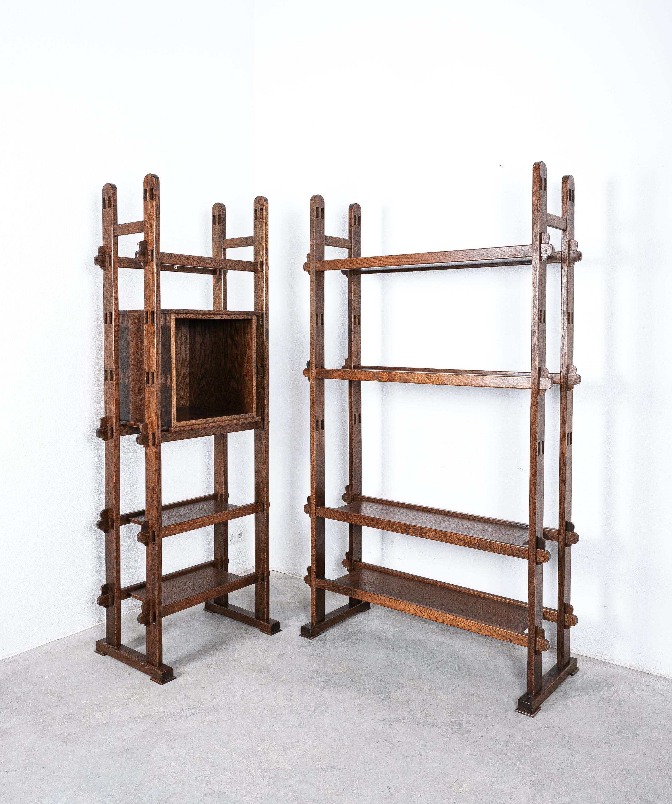 Mid-Century Modern Rustic Bespoke Plug-In Shelf Unit System Etagere from Oak, France, 1960