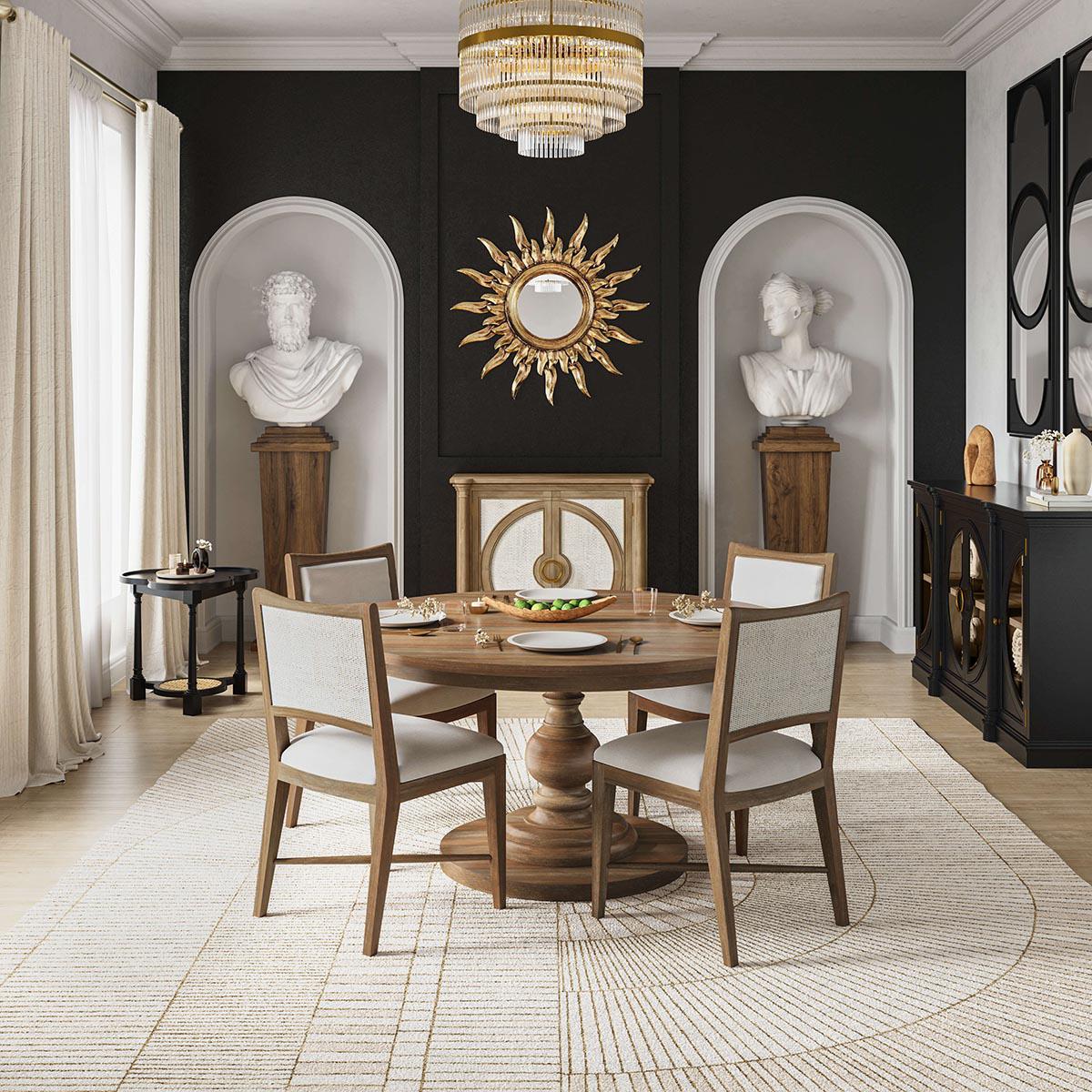 Bois Table d'appoint rustique noire trèfle en vente