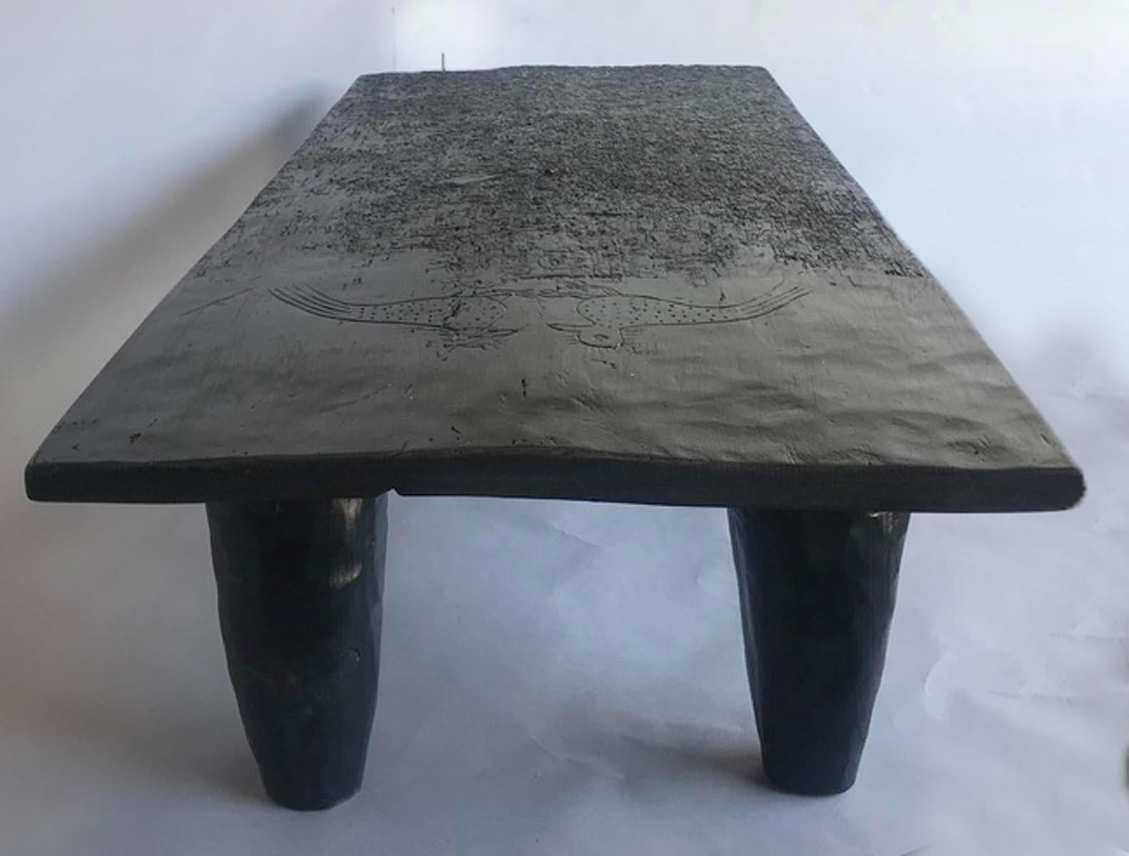 rustic black wood coffee table