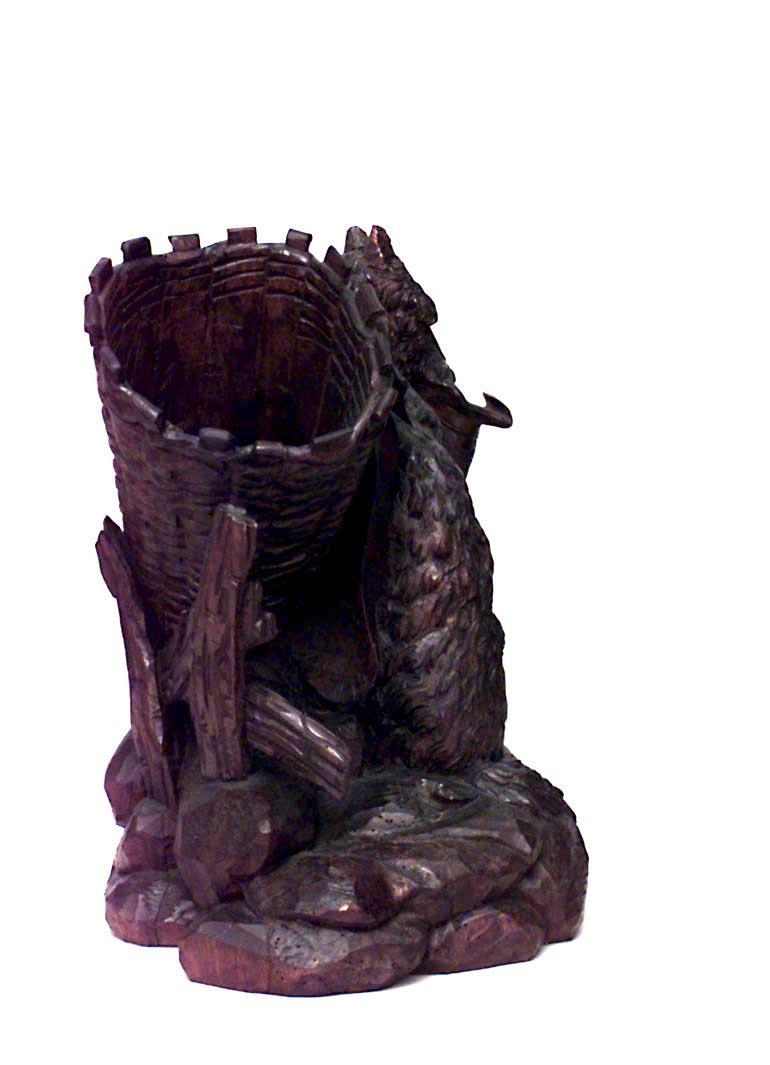 Rustic Black Forest Carved Walnut Dog Figure 1