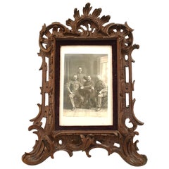 Rustic Black Forest Carved Oak Picture Frame