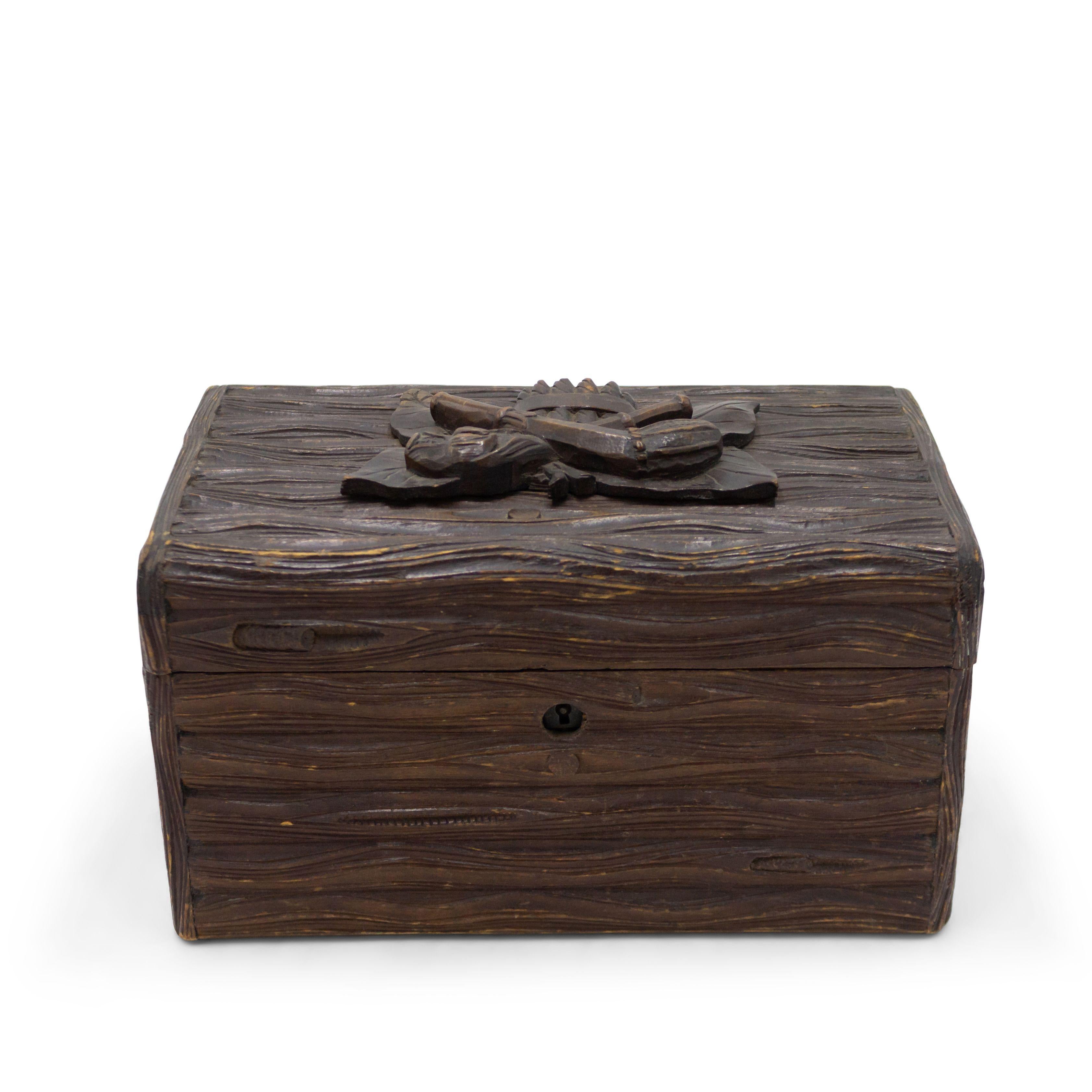 Wood Rustic Black Forest Humidor Box For Sale