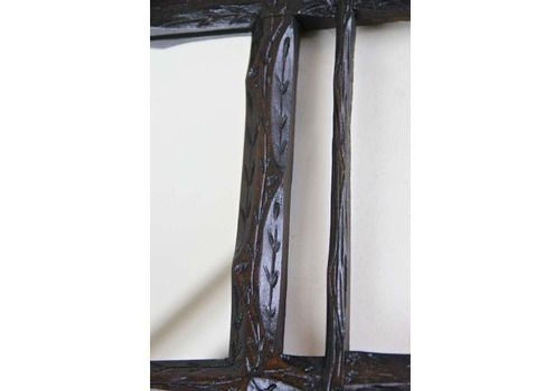 Specchio rustico Black Forest intagliato a mano con foglie di Oak, Austria, CIRCA 1880 in vendita 4