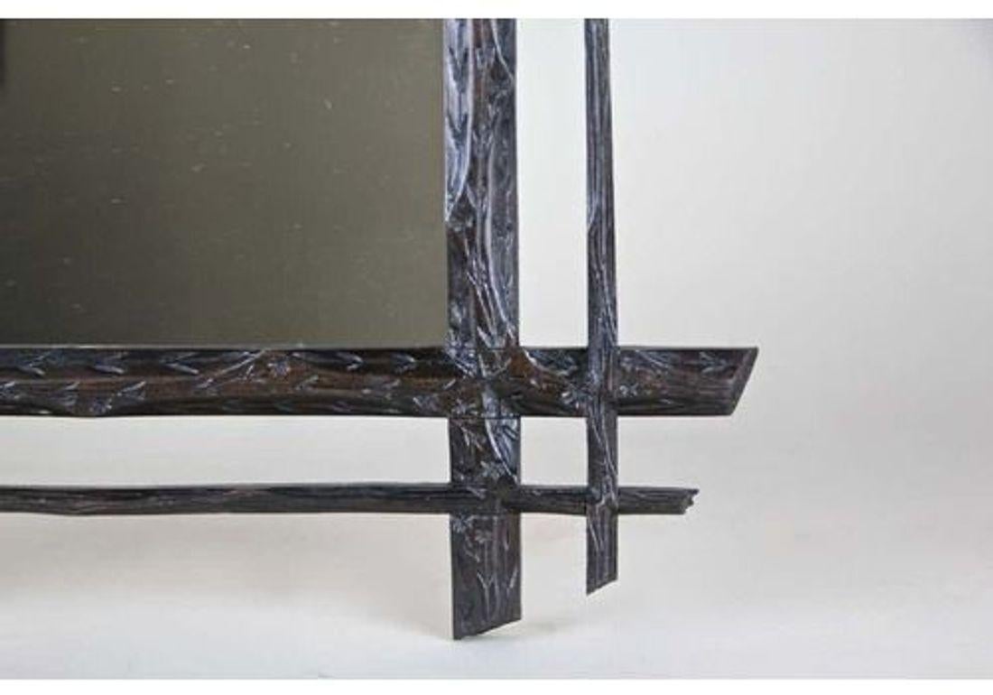 Specchio rustico Black Forest intagliato a mano con foglie di Oak, Austria, CIRCA 1880 In condizioni buone in vendita a Lichtenberg, AT