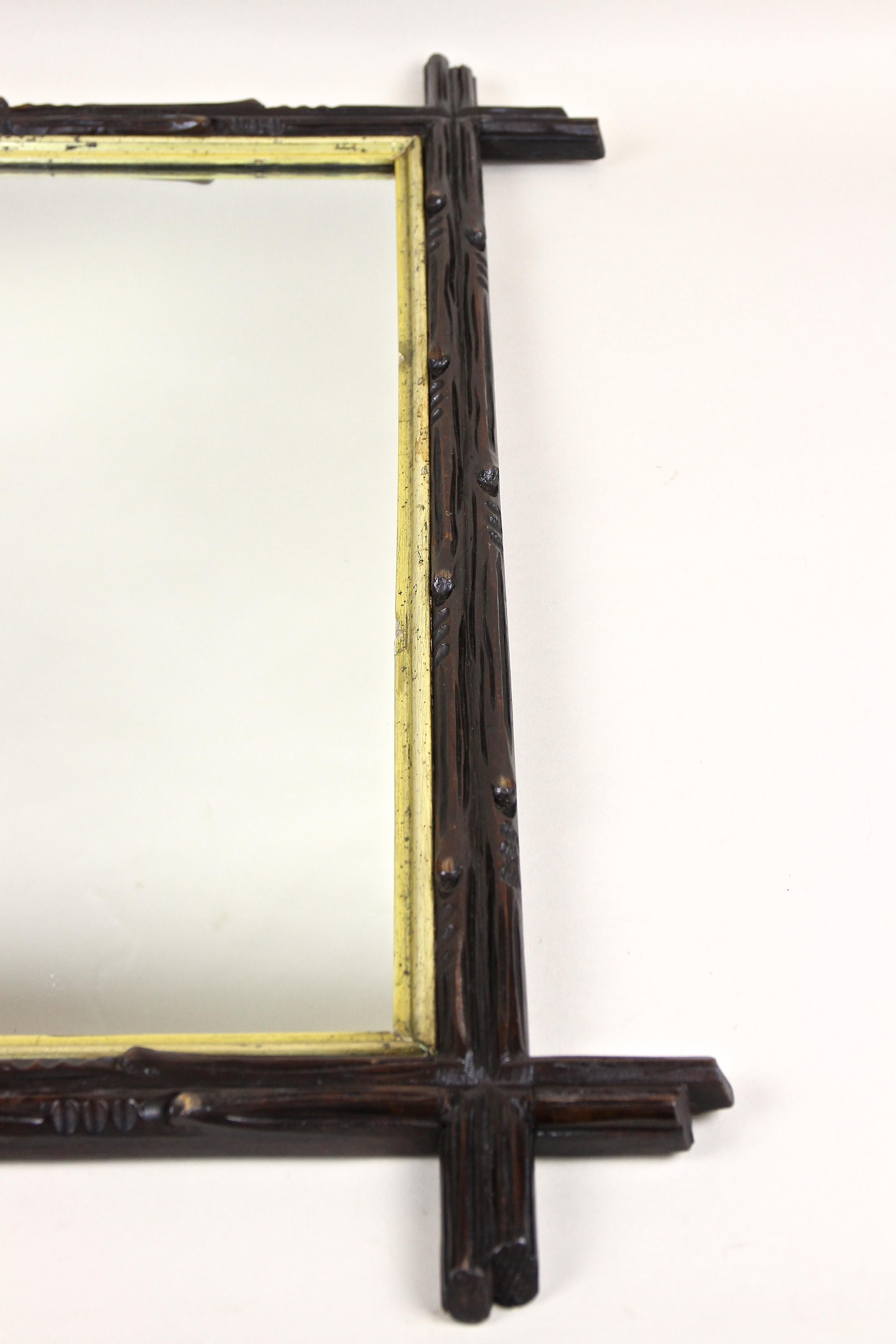 Rustic Black Forest Mirror with Gilt Inner Bar, Austria, circa 1880 For Sale 4