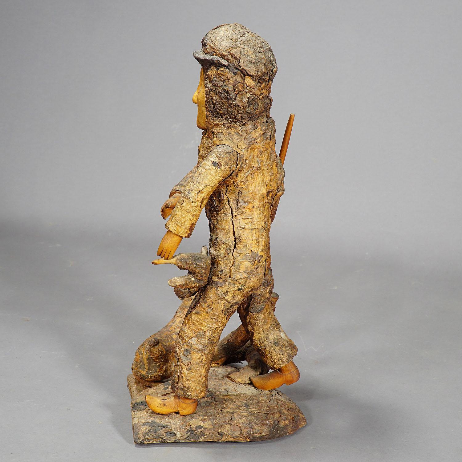 20th Century Rustic Black Forest Root Wood Hunter, circa 1920 For Sale