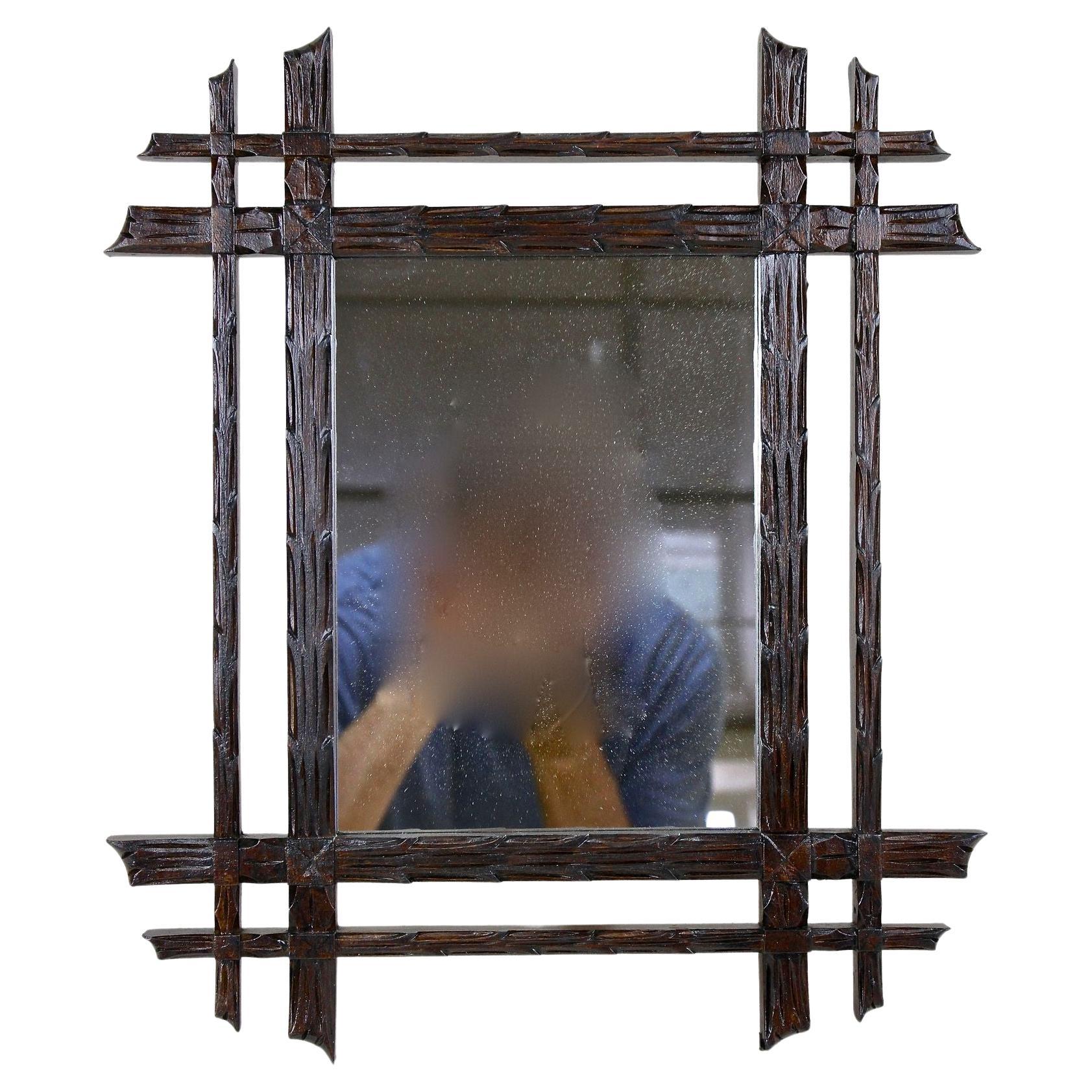 Rustic Black Forest Wall Mirror, Austria circa 1870 For Sale