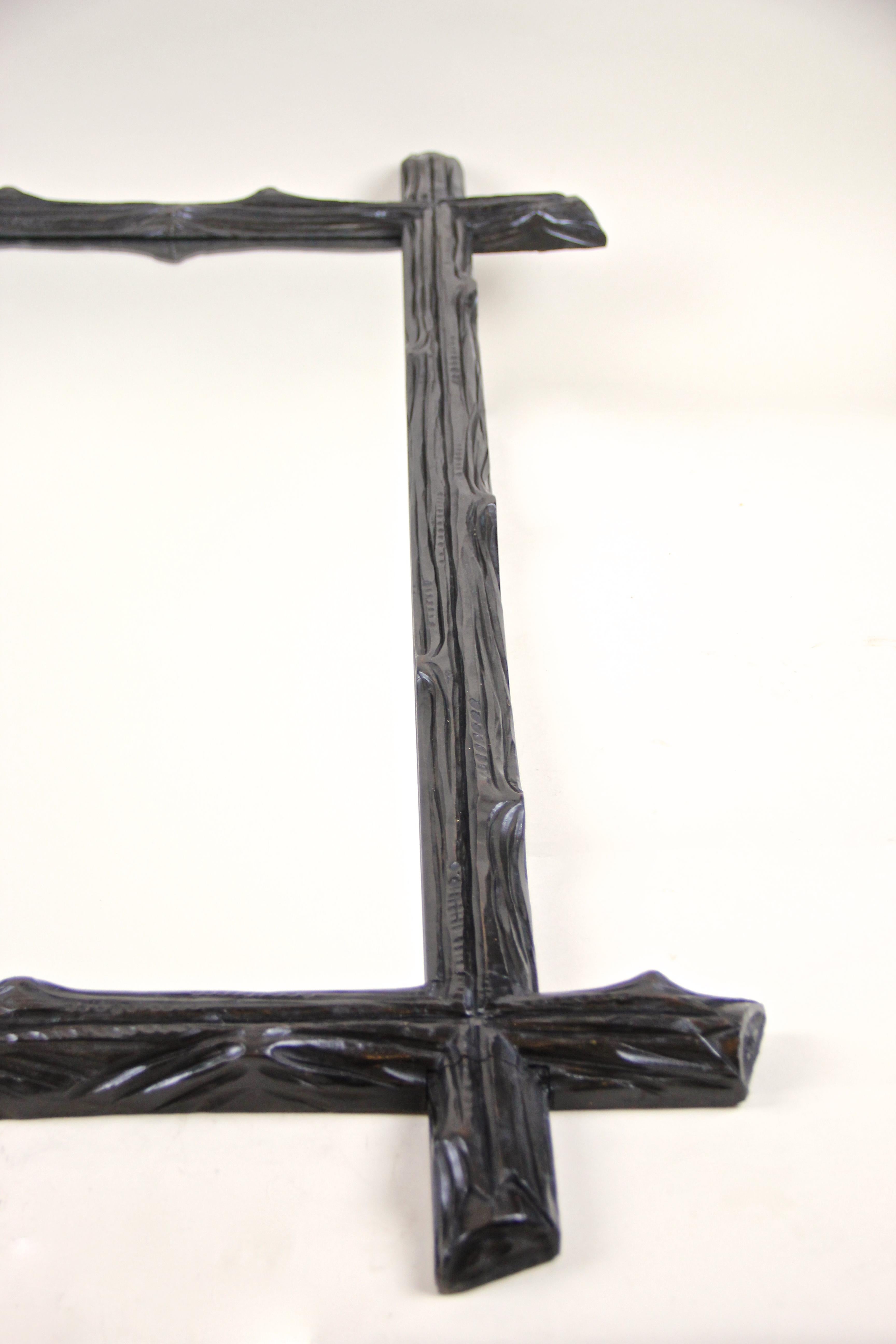 Rustic Black Forest Wall Mirror Bass Wood, Austria, circa 1880 For Sale 3