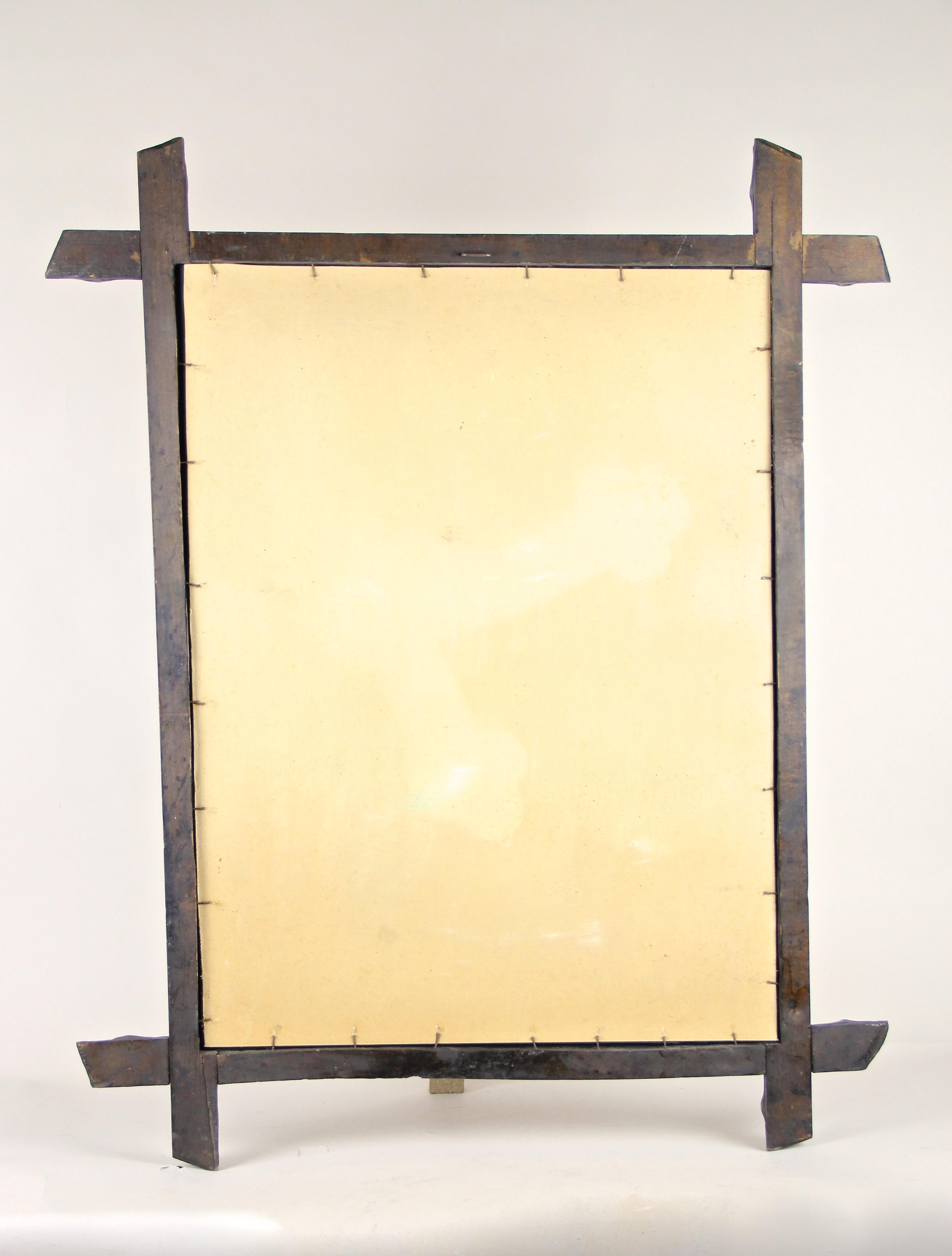 Rustic Black Forest Wall Mirror Bass Wood, Austria, circa 1880 For Sale 8