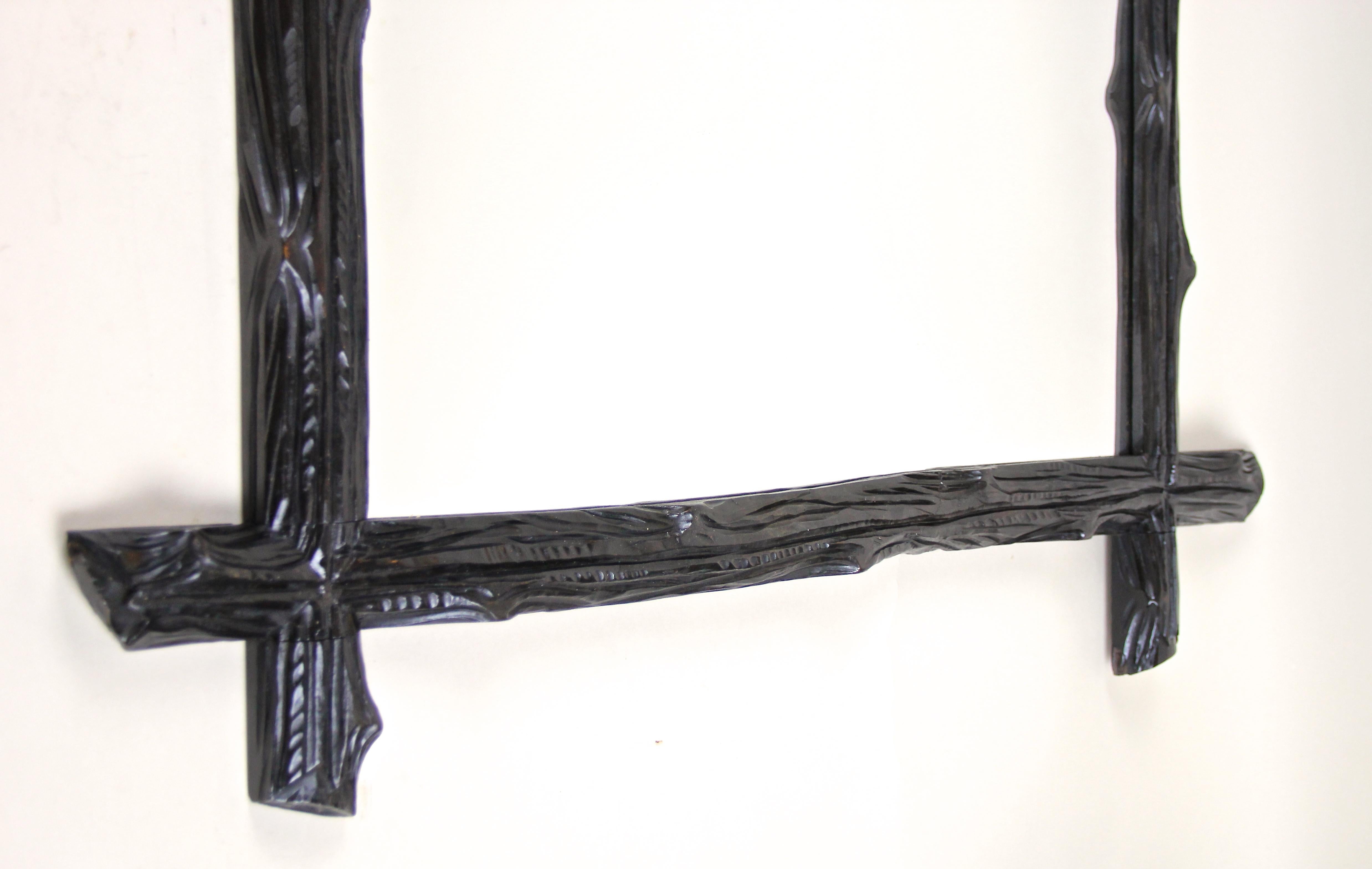 20th Century Rustic Black Forest Wall Mirror Bass Wood, Austria, circa 1880 For Sale