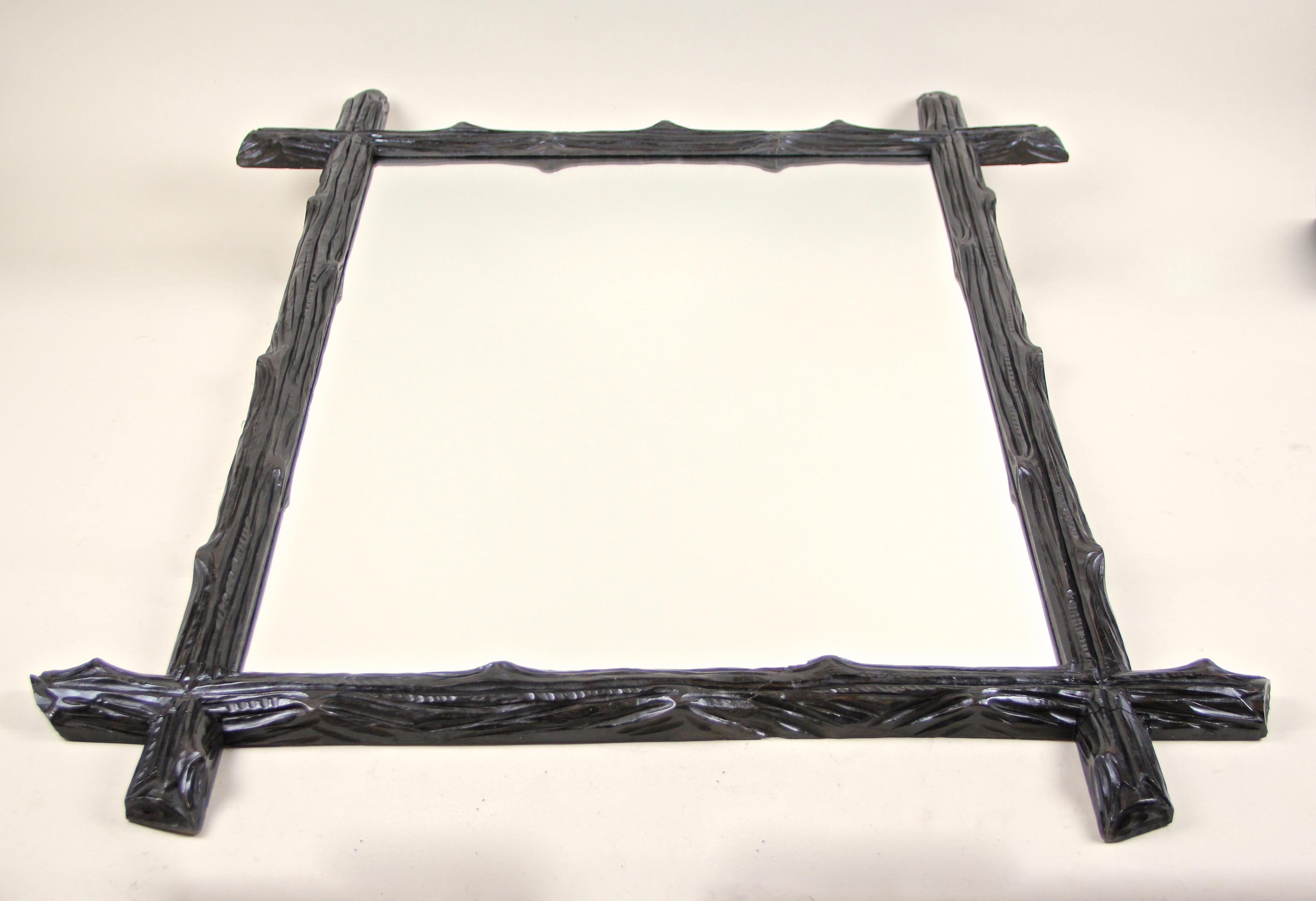 Rustic Black Forest Wall Mirror Bass Wood, Austria, circa 1880 For Sale 2