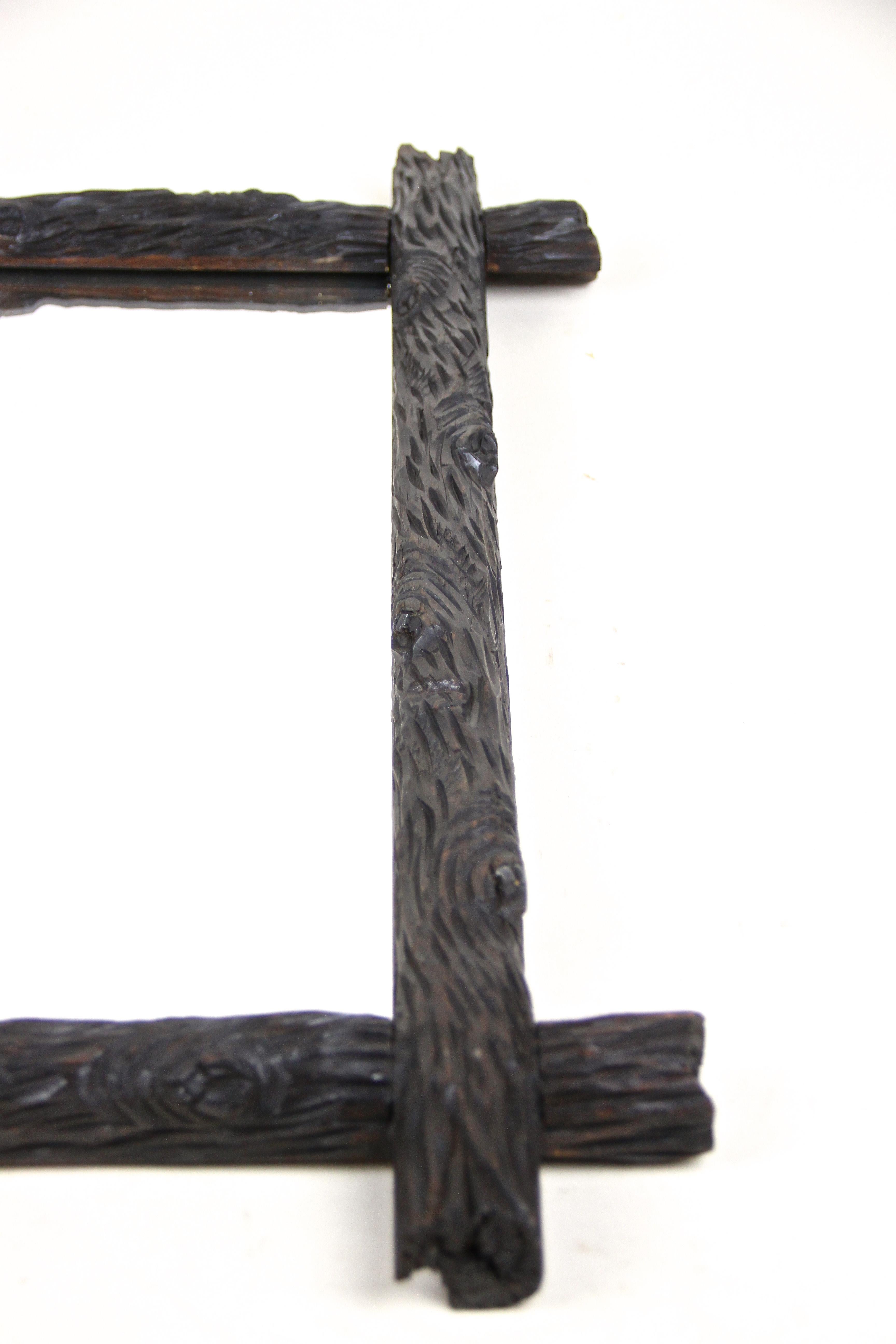 Rustic Black Forest Wall Mirror Hand Carved, Austria, circa 1870 For Sale 4