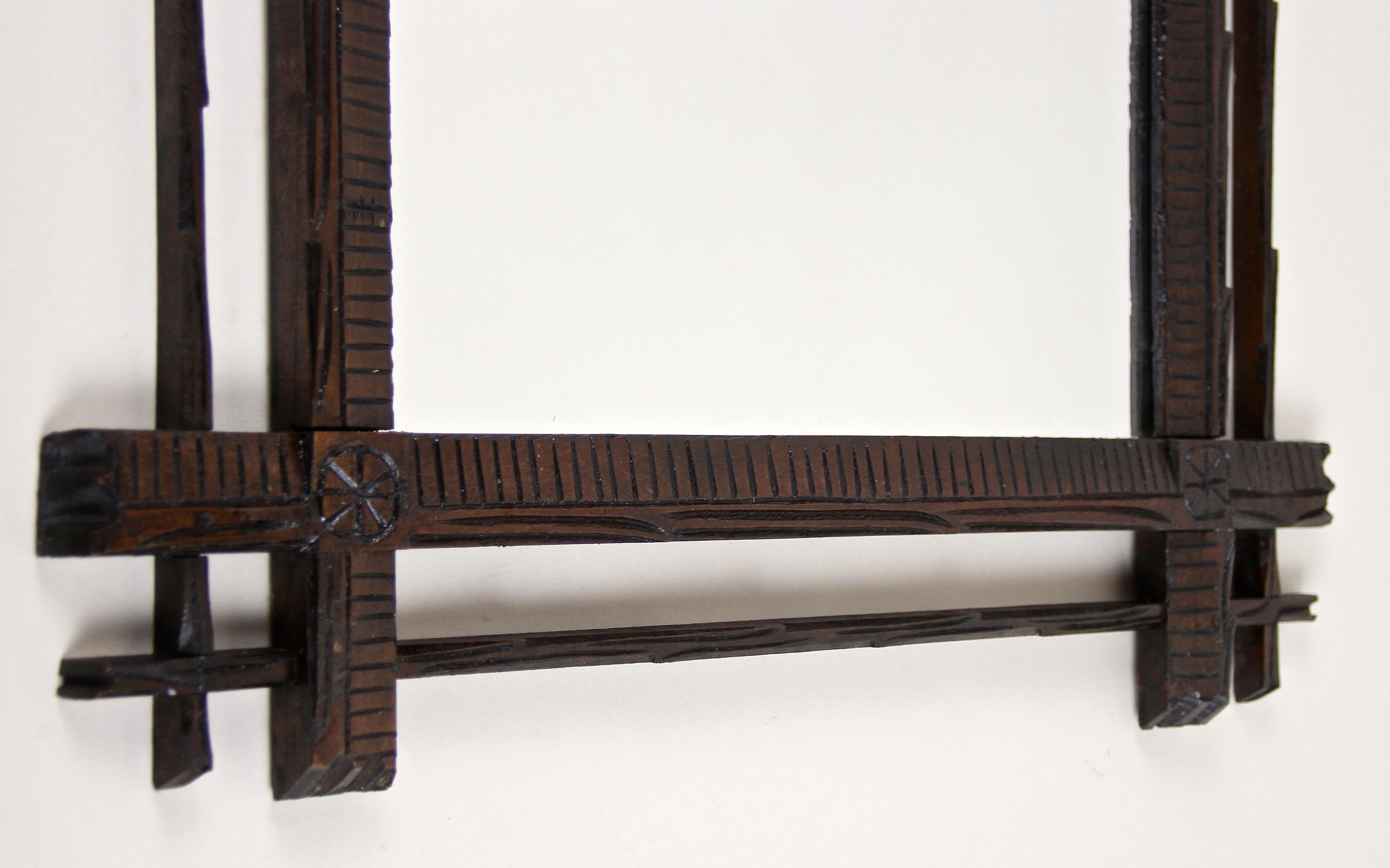 Hand-Carved Rustic Black Forest Wall Mirror Hand Carved, Austria, circa 1880 For Sale