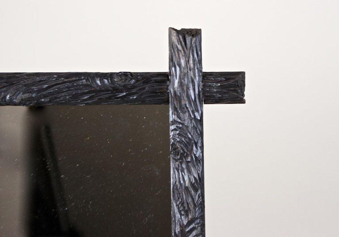 Tacheté Rustic Black Forest Wall Mirror, Hand Carved, Austria, circa 1880 en vente