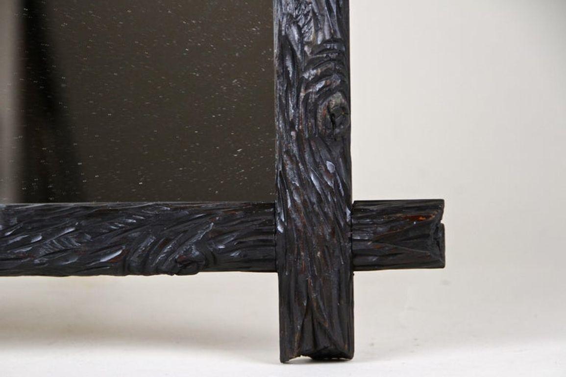 Rustic Black Forest Wall Mirror, Hand Carved, Austria, circa 1880 Bon état - En vente à Lichtenberg, AT