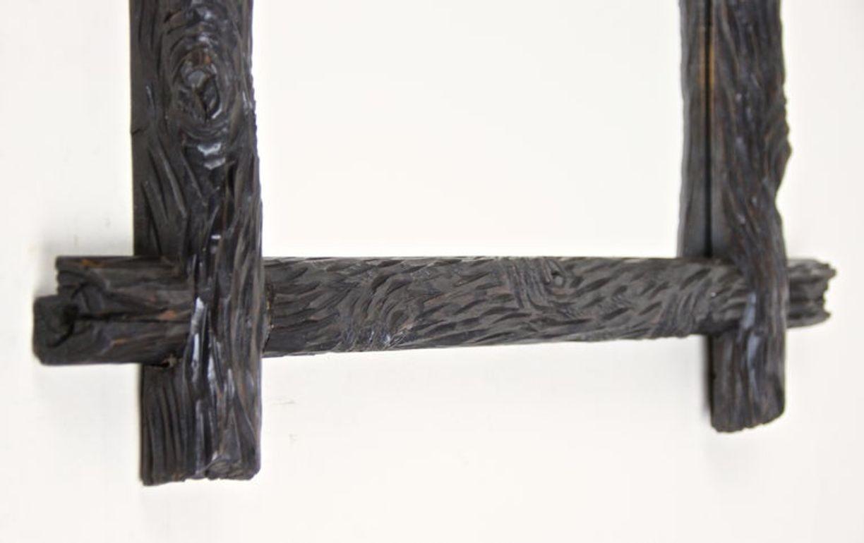 XIXe siècle Rustic Black Forest Wall Mirror, Hand Carved, Austria, circa 1880 en vente