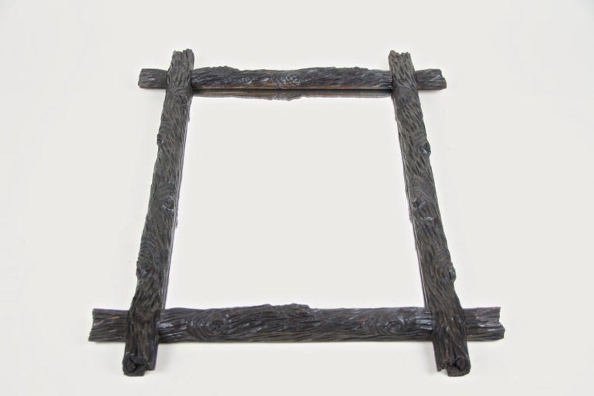 Rustic Black Forest Wall Mirror, Hand Carved, Austria, circa 1880 en vente 1