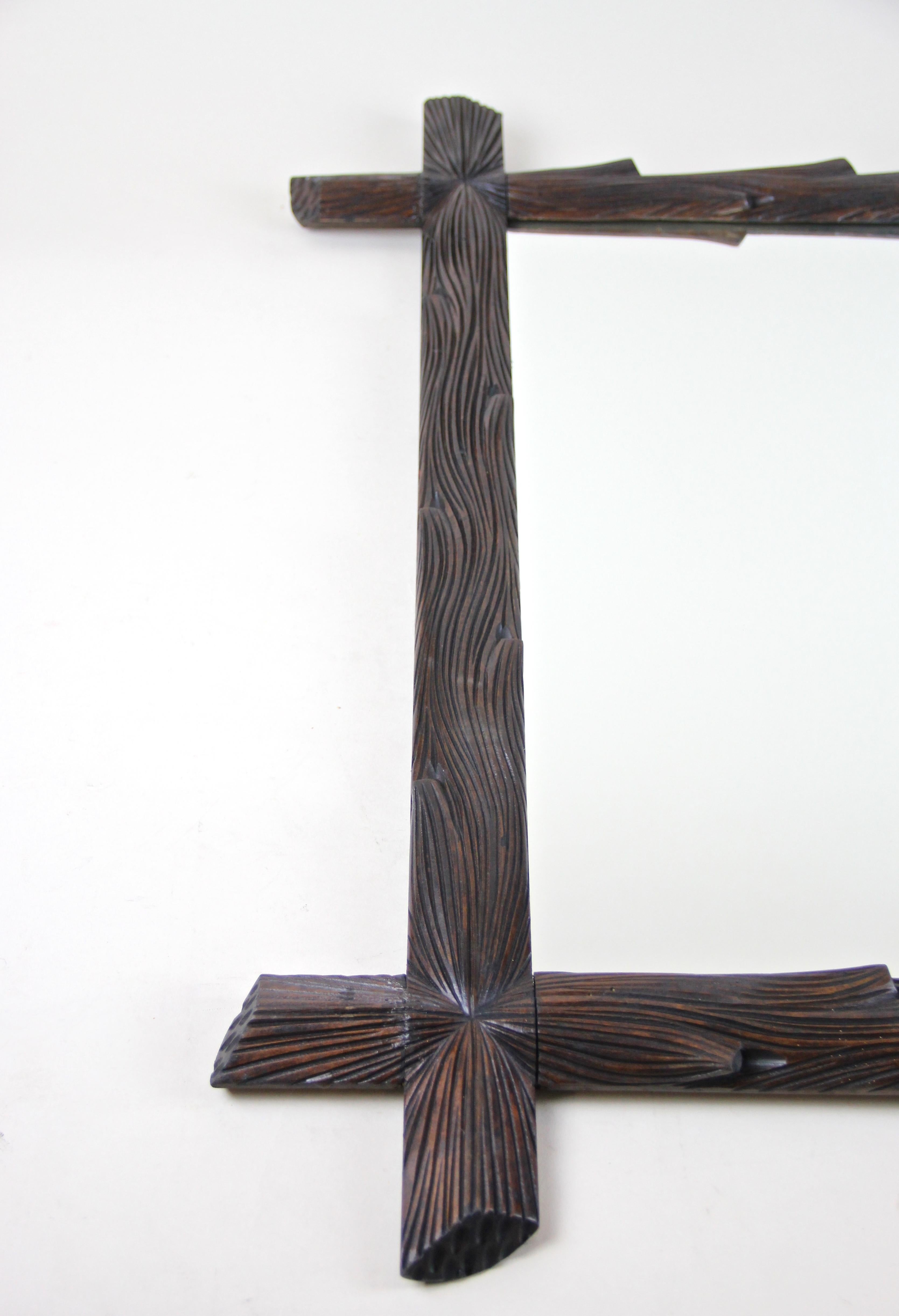 Rustic Black Forest Wall Mirror Hand Carved, Austria, circa 1890 For Sale 4