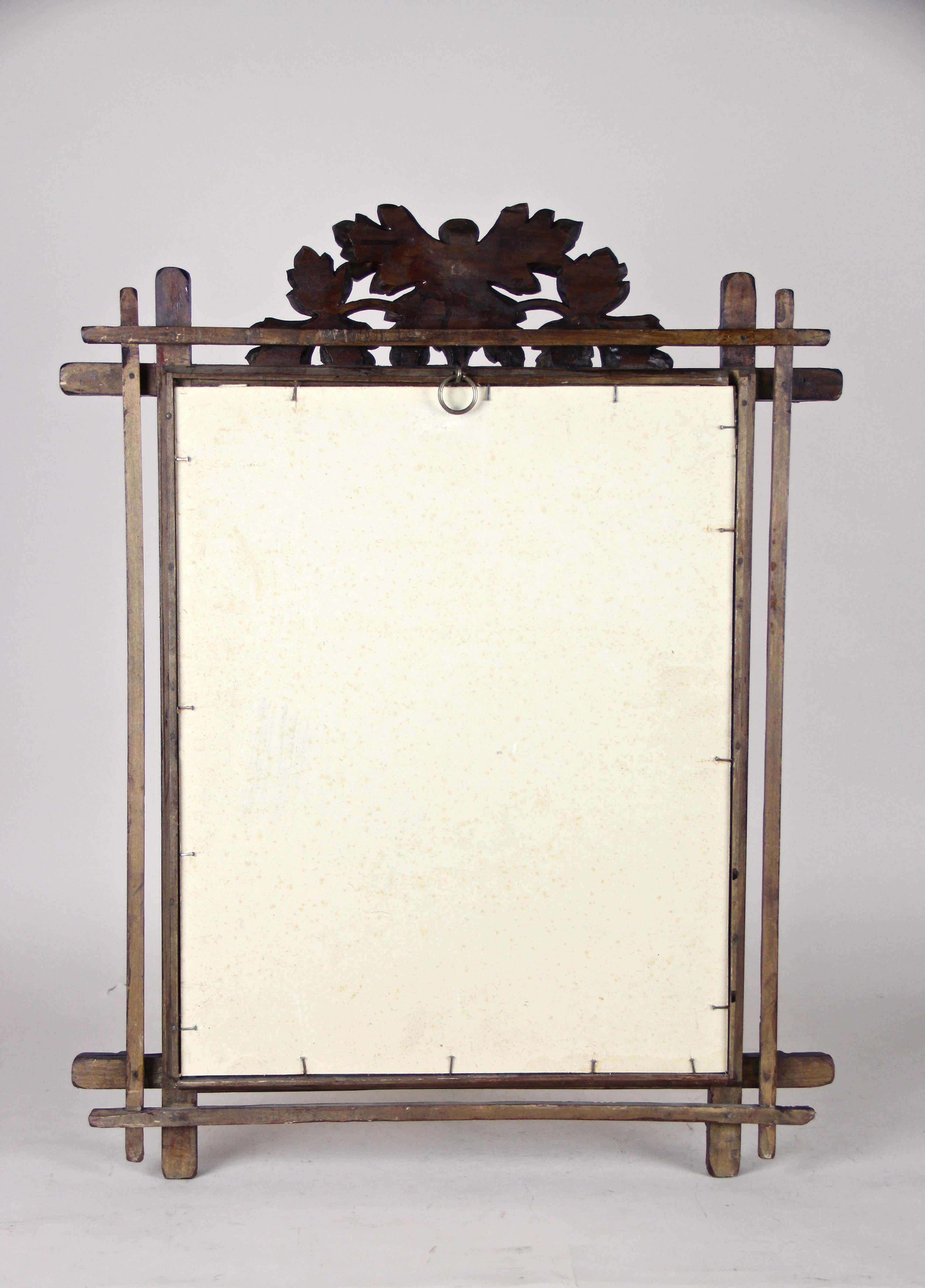 Rustic Black Forest Wall Mirror Hand Carved, Austria, circa 1890 13