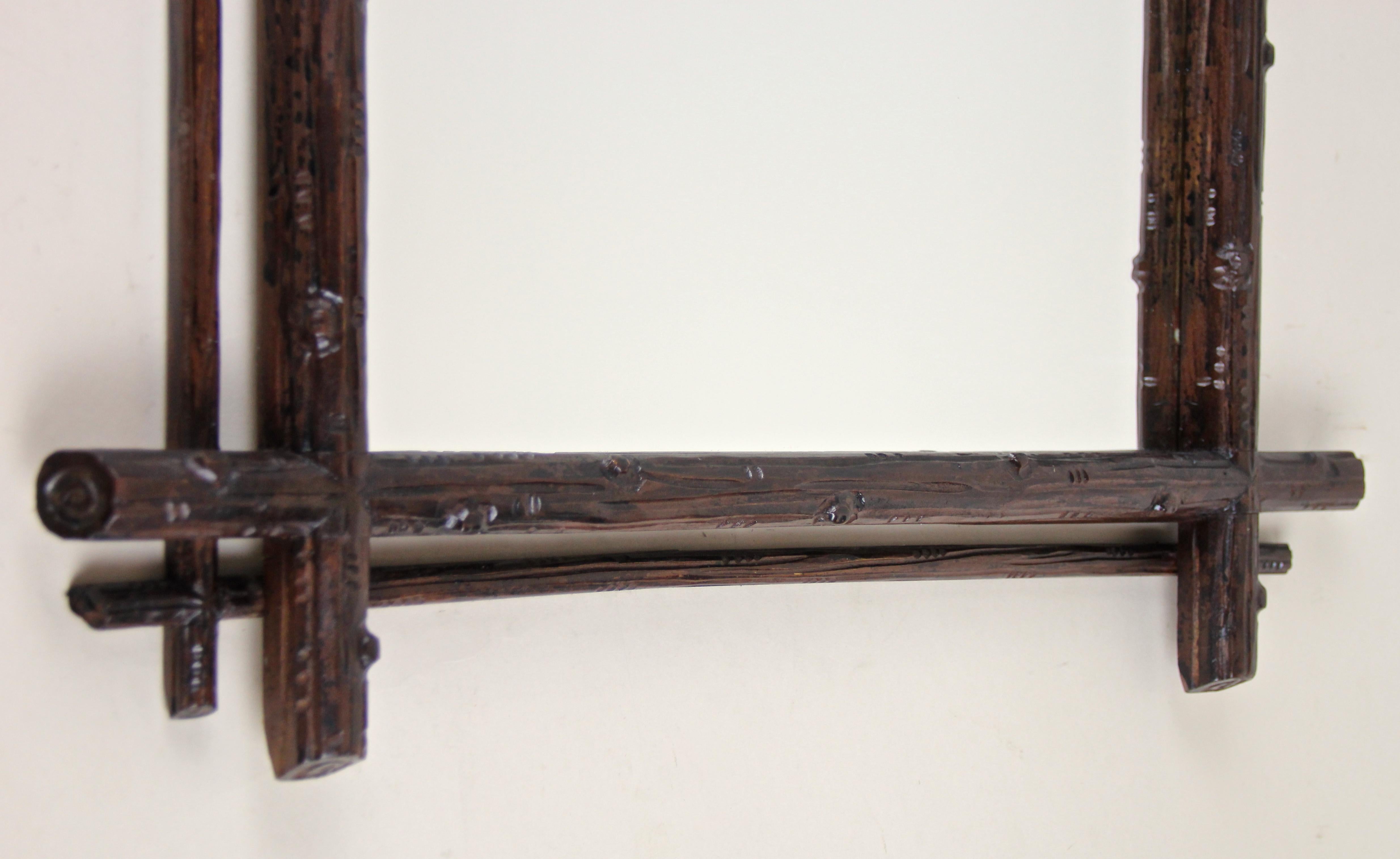 Rustic Black Forest Wall Mirror Hand Carved, Austria, circa 1890 3