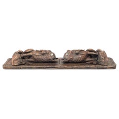 Rustic Black Forest Walnut Cat Bookends