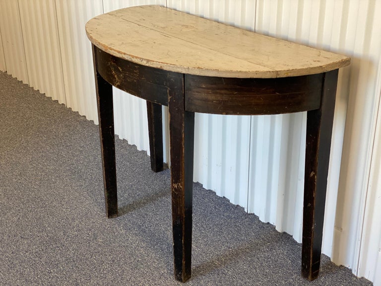 Rustic Black Painted Demilune with Grey Top For Sale at 1stDibs ...