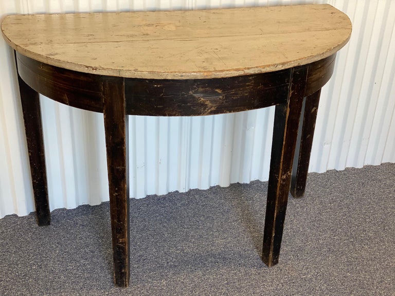 Rustic Black Painted Demilune with Grey Top For Sale at 1stDibs ...