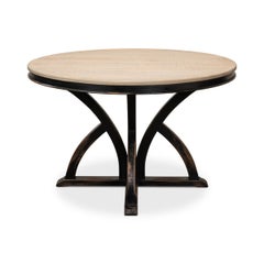 Table à manger rustique en pin noir avec plateau