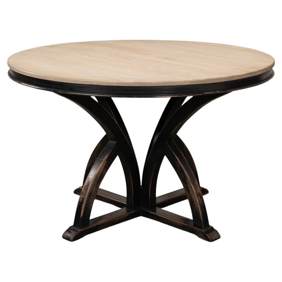 Rustic Black Pine Top Dining Table For Sale