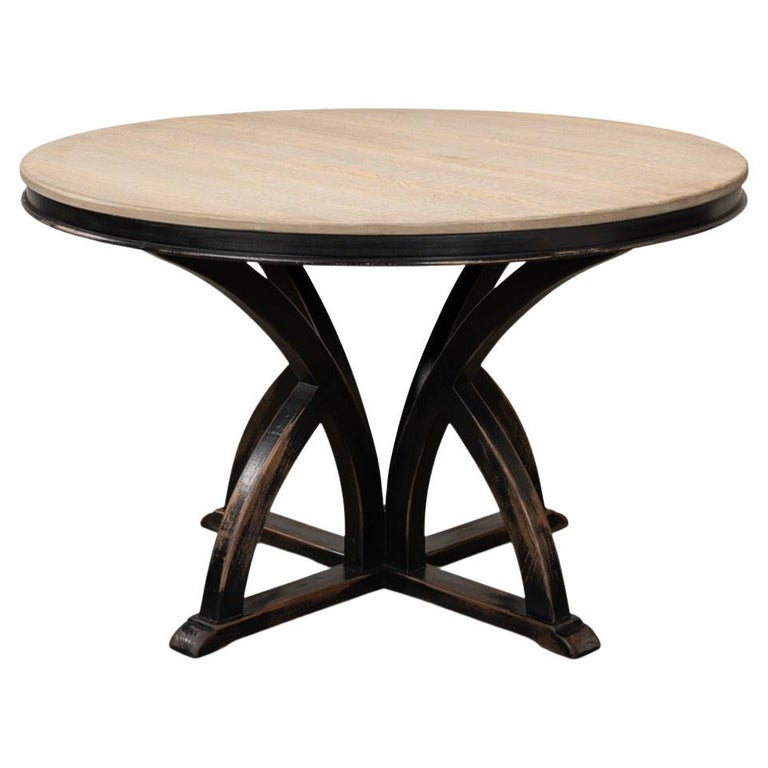 Rustic Black Pine Top Dining Table For Sale at 1stDibs