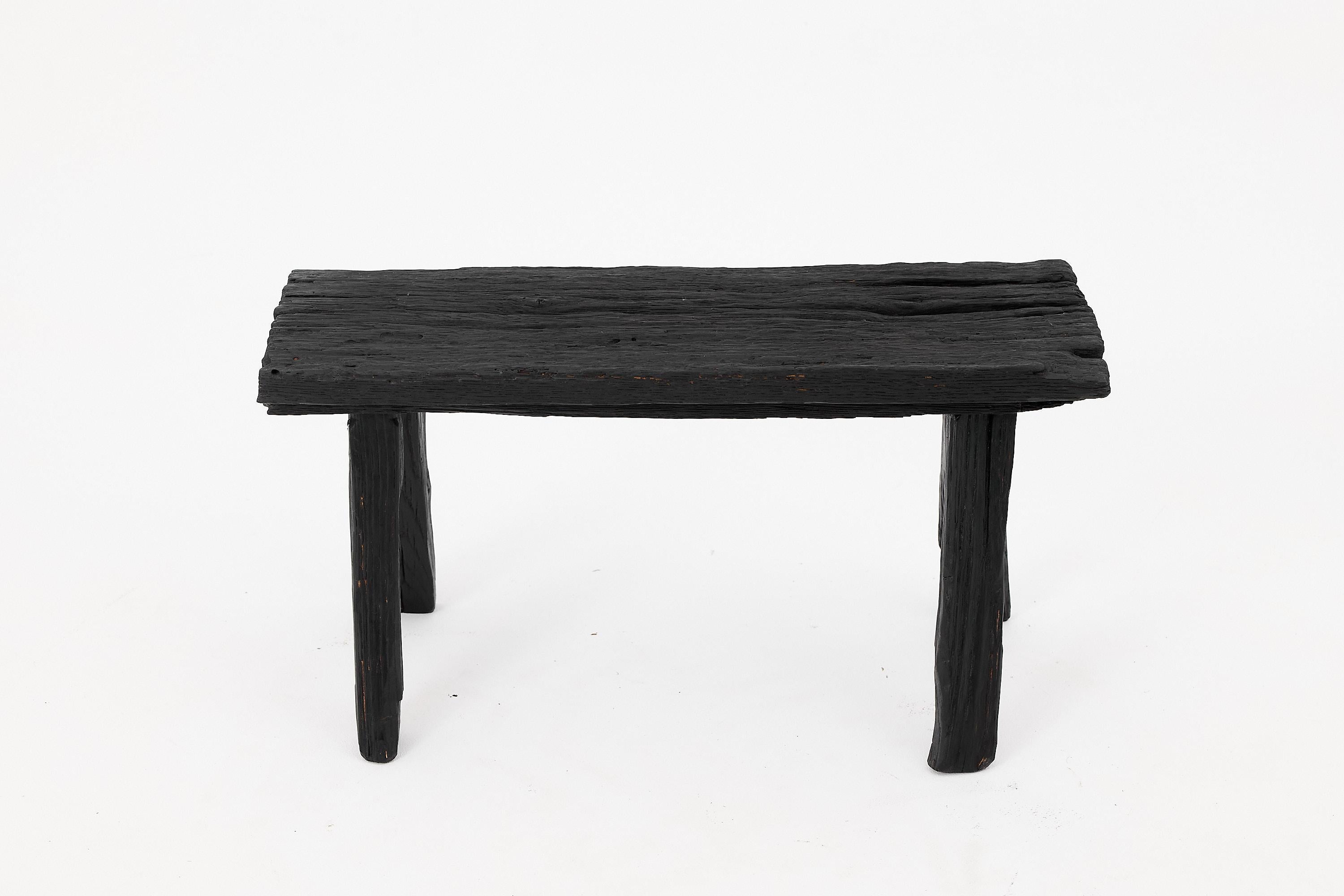 Rustic Blackened Wood stool with Raw Organic Form Indoor & Outdoor For Sale 3