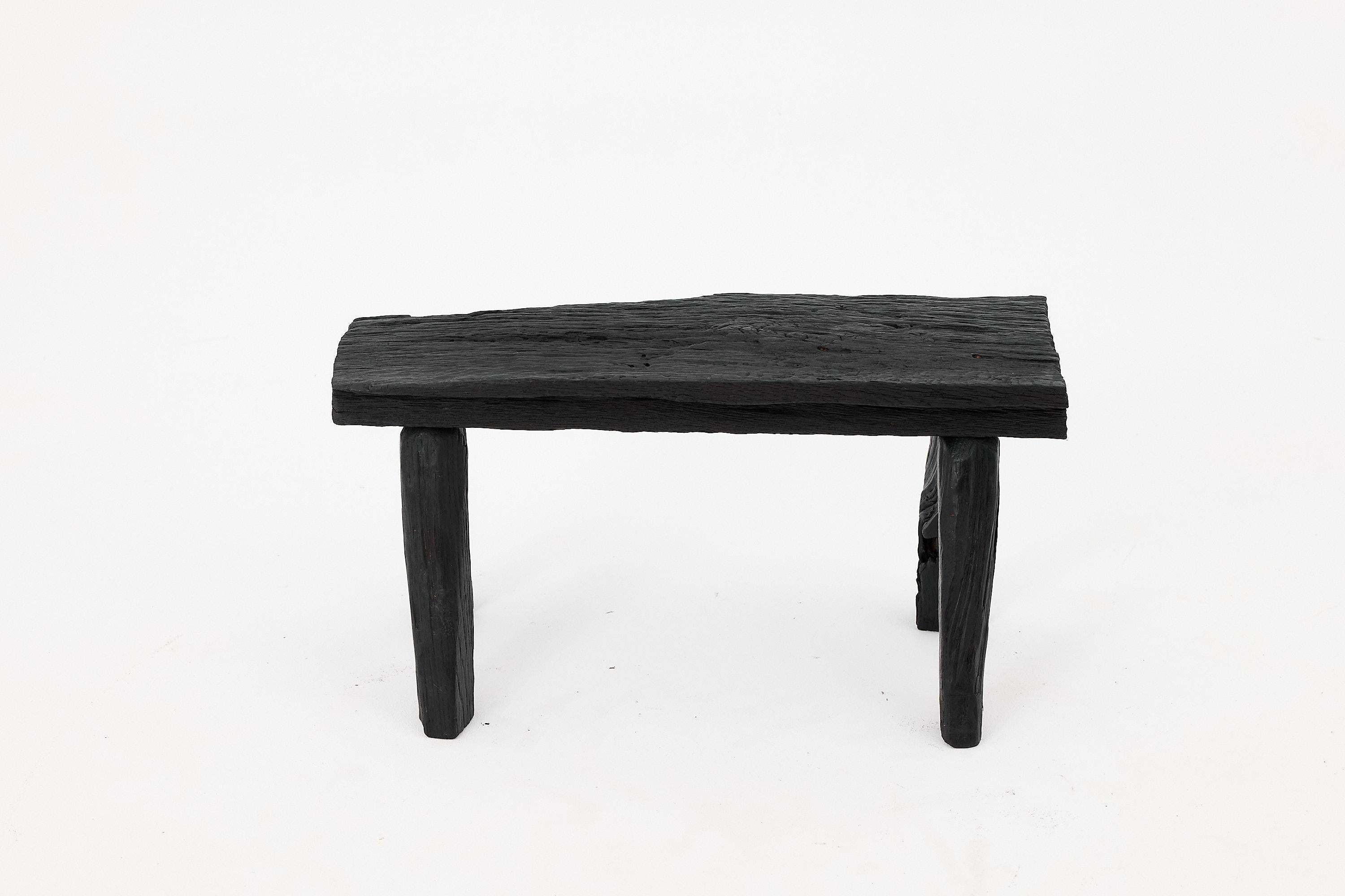 Rustic Blackened Wood stool with Raw Organic Form Indoor & Outdoor For Sale 6