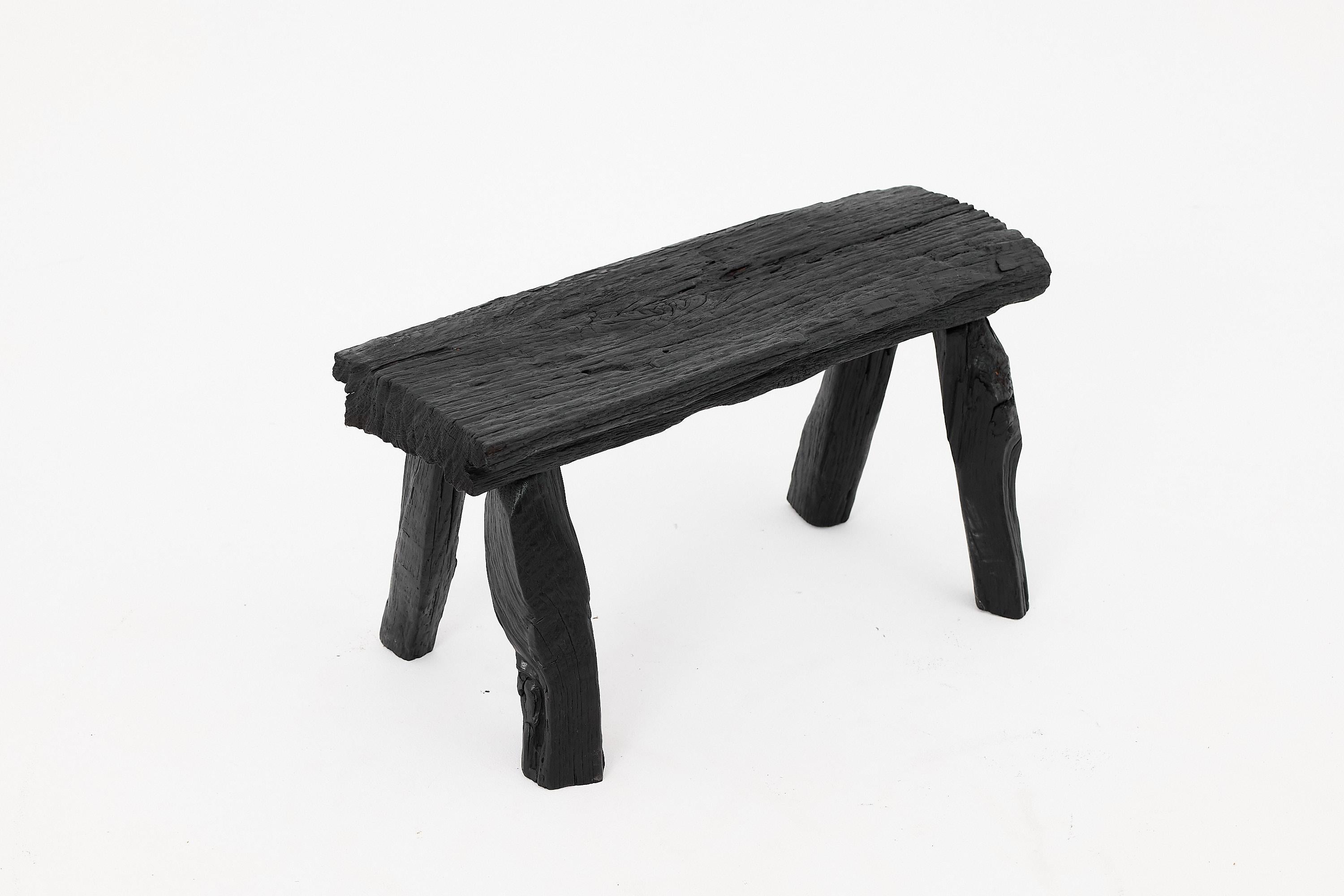 Rustic Blackened Wood stool with Raw Organic Form Indoor & Outdoor For Sale 10