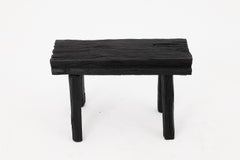 Rustic Wood Stool, Reclaimed Wood, Oak, Black, Charred, Handmade, Logniture