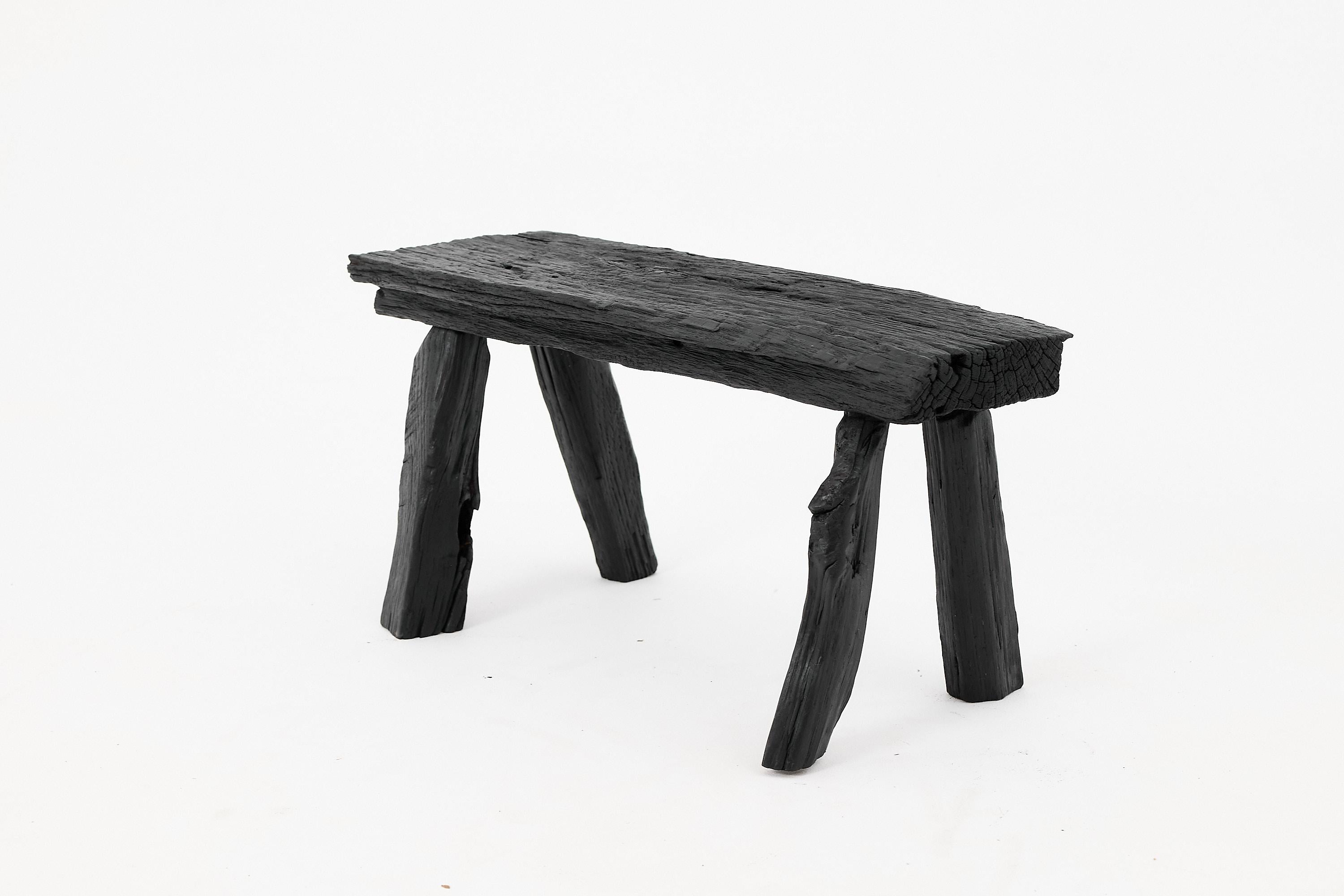 Rustic Blackened Wood stool with Raw Organic Form Indoor & Outdoor In New Condition For Sale In Stara Gradiška, HR