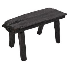 Rustic Blackened Wood stool with Raw Organic Form Indoor & Outdoor