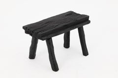 Rustic Blackened Wood stool with Raw Organic Form Indoor & Outdoor