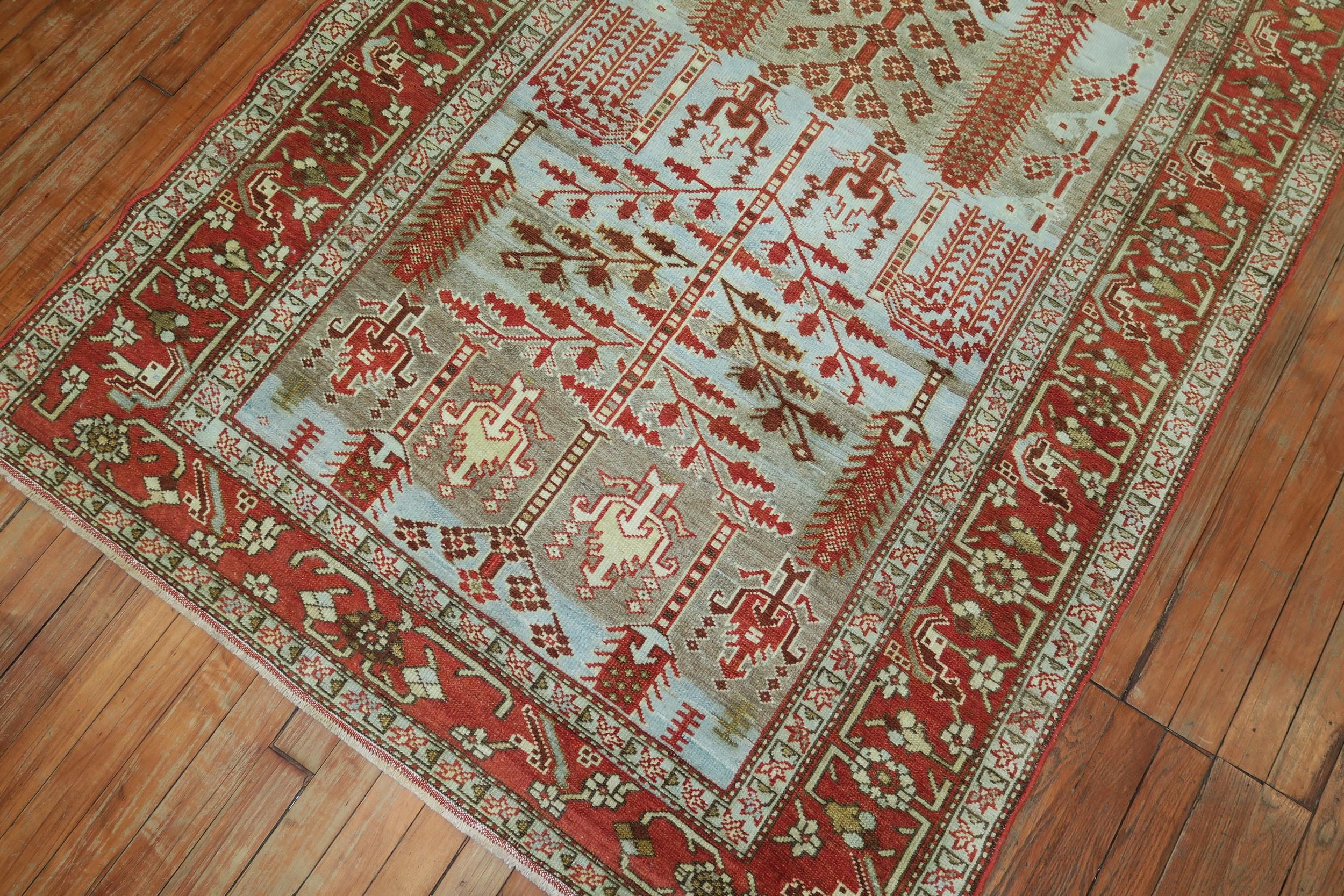 Bakshaish Rustic Blue Antique Malayer Weeping Willow Tree 20th Century Rug