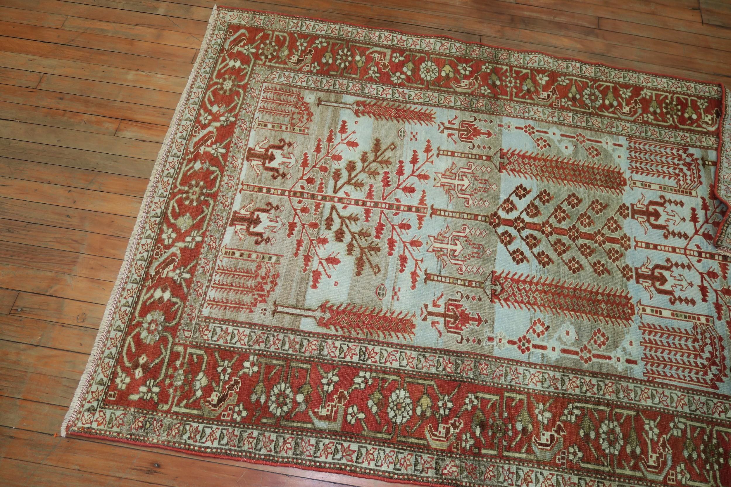 Rustic Blue Antique Malayer Weeping Willow Tree 20th Century Rug In Good Condition In New York, NY