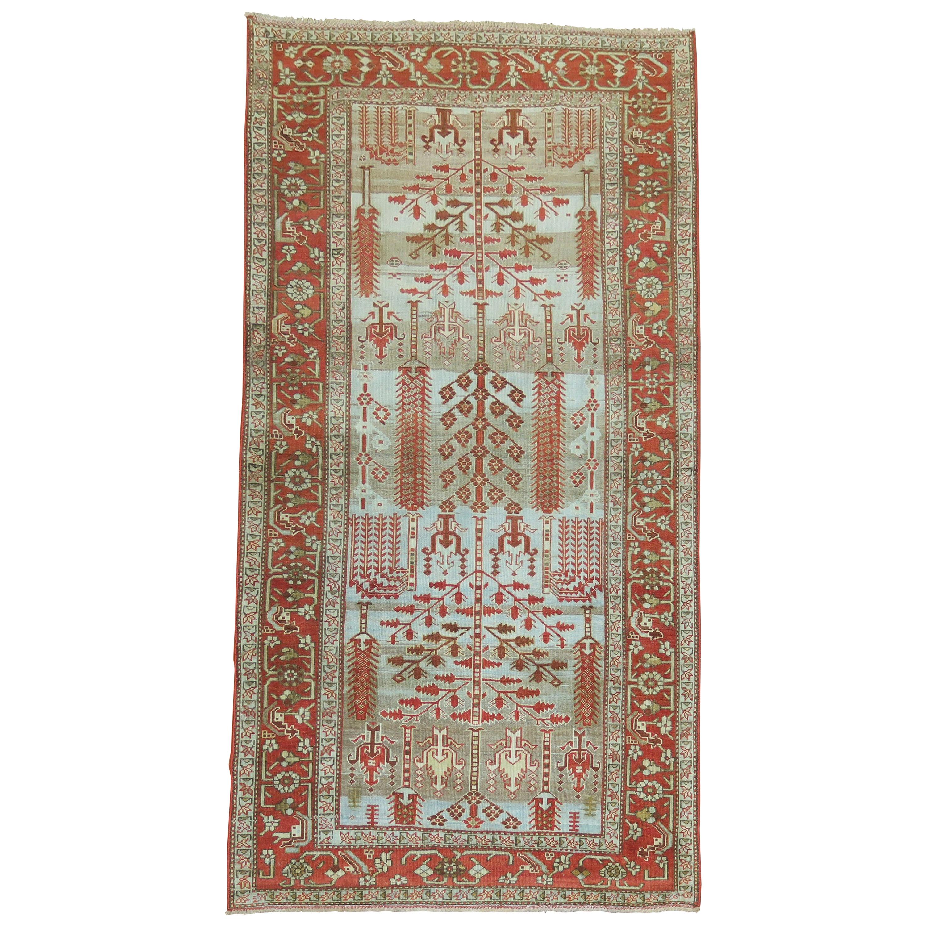 Rustic Blue Antique Malayer Weeping Willow Tree 20th Century Rug