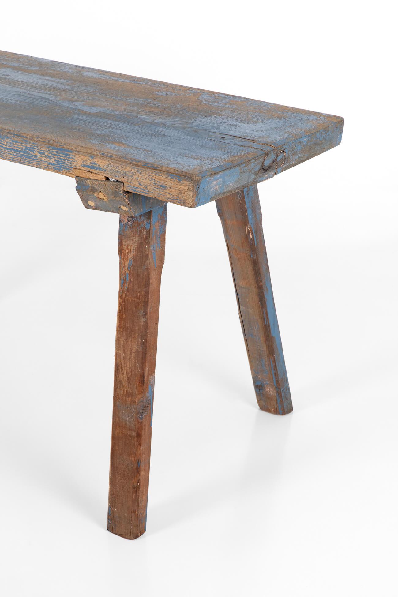 British Rustic Blue Console Table For Sale